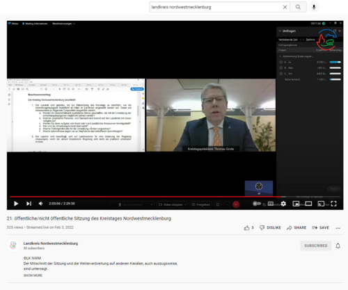 Kreistagspräsident Thomas Grote leitete und moderierte die erste reine Online-Sitzung des Kreistages