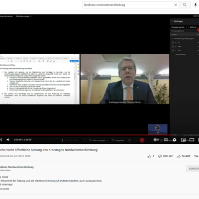 Kreistagspräsident Thomas Grote leitete und moderierte die erste reine Online-Sitzung des Kreistages