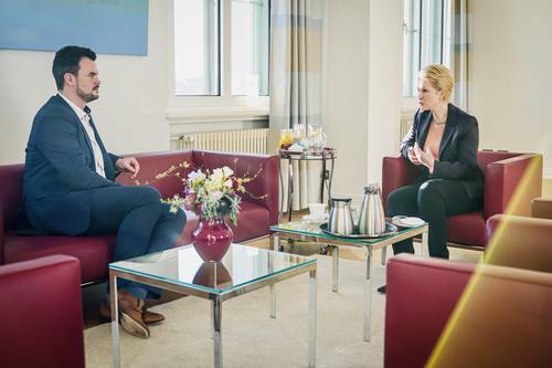 Tino Schomann und Manuela Schwesig im Kennenlerngespräch