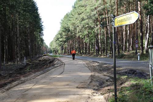 Ansicht des Radweges im Bau