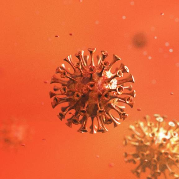 Visualisierung eines Virus in orange