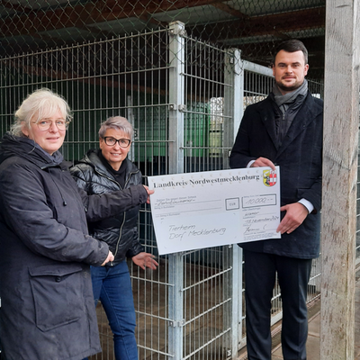 Landrat Tino Schomann übergab die Zuwendungen in Dorf Mecklenburg