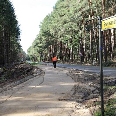 Ansicht des Radweges im Bau