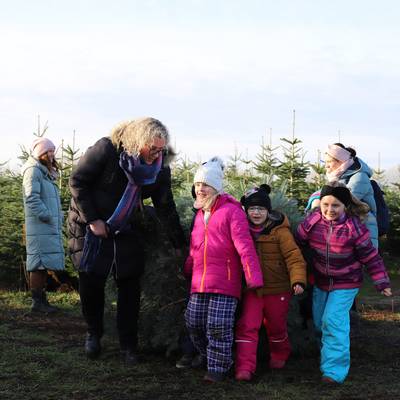 Begeistert eroberten die Kinder der Ostseekrabben eine große Tanne für die Kita