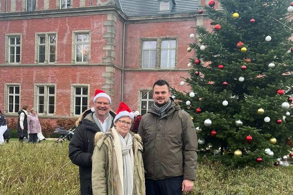 Weihnachtsbaum in Schloss Bernstorf aufgestellt
